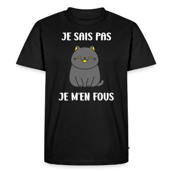Humour chat chartreux - T-shirt Premium bio Homme - noir - Devant - Nico (187cm)