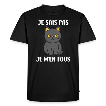 Humour chat chartreux - T-shirt Premium bio Homme - noir - Devant - Nico (187cm)