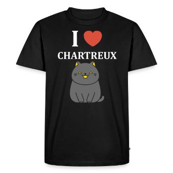Humour chat chartreux - T-shirt Premium bio Homme - noir - Devant - Nico (187cm)