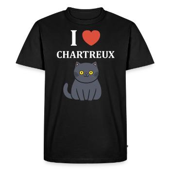 Humour chat chartreux - T-shirt Premium bio Homme - noir - Devant - Nico (187cm)