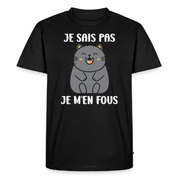 Humour chat chartreux - T-shirt Premium bio Homme - noir - Devant - Nico (187cm)