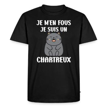Humour chat chartreux - T-shirt Premium bio Homme - noir - Devant - Nico (187cm)