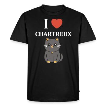 Humour chat chartreux - T-shirt Premium bio Homme - noir - Devant - Nico (187cm)