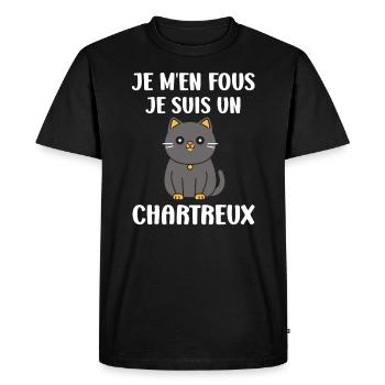 Humour chat chartreux - T-shirt Premium bio Homme - noir - Devant - Nico (187cm)