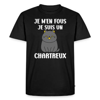 Humour chat chartreux - T-shirt Premium bio Homme - noir - Devant - Nico (187cm)