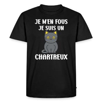 Humour chat chartreux - T-shirt Premium bio Homme - noir - Devant - Nico (187cm)