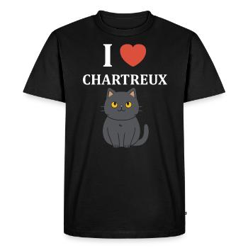 Humour chat chartreux - T-shirt Premium bio Homme - noir - Devant - Nico (187cm)