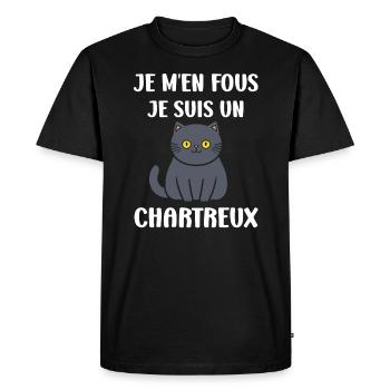 Humour chat chartreux - T-shirt Premium bio Homme - noir - Devant - Nico (187cm)