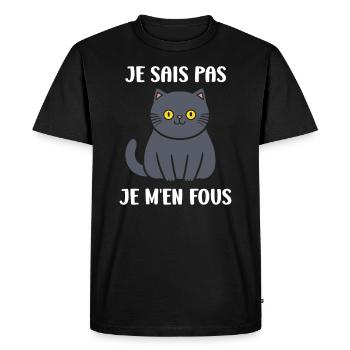 Humour chat chartreux - T-shirt Premium bio Homme - noir - Devant - Nico (187cm)