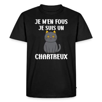 Humour chat chartreux - T-shirt Premium bio Homme - noir - Devant - Nico (187cm)