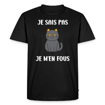 Humour chat chartreux - T-shirt Premium bio Homme - noir - Devant - Nico (187cm)