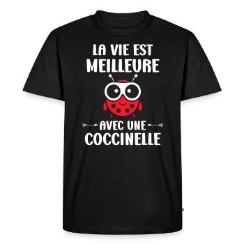amour Coccinelle - T-shirt Premium bio Homme - noir - Devant - Nico (187cm)
