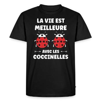 amour Coccinelle - T-shirt Premium bio Homme - noir - Devant - Nico (187cm)