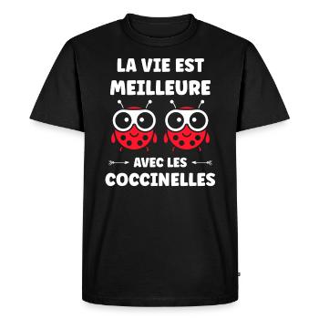amour Coccinelle - T-shirt Premium bio Homme - noir - Devant - Nico (187cm)