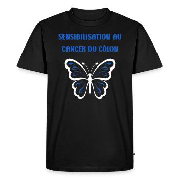 Sensibilisation au cancer du côlon - T-shirt Premium bio Homme - noir - Devant - Nico (187cm)