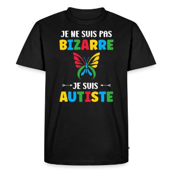 Je ne suis pas bizarre je suis autiste - T-shirt Premium bio Homme - noir - Devant - Nico (187cm)
