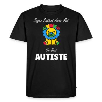 Soyez patient avec moi je suis autiste - T-shirt Premium bio Homme - noir - Devant - Nico (187cm)