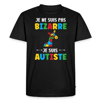 Je ne suis pas bizarre je suis autiste - T-shirt Premium bio Homme - noir - Devant - Nico (187cm)