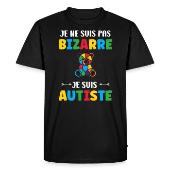 Je ne suis pas bizarre je suis autiste - T-shirt Premium bio Homme - noir - Devant - Nico (187cm)