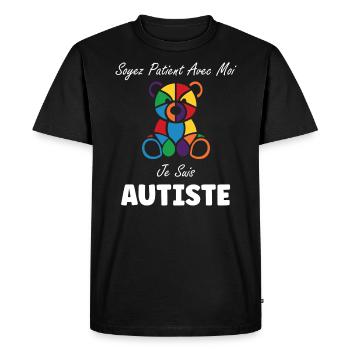 Soyez patient avec moi je suis autiste - T-shirt Premium bio Homme - noir - Devant - Nico (187cm)