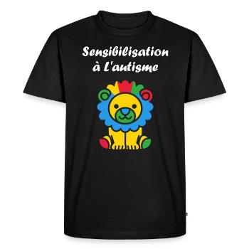 Animal Sensibilisation à l'autisme - T-shirt Premium bio Homme - noir - Devant - Nico (187cm)