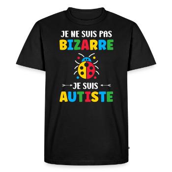 Je ne suis pas bizarre je suis autiste - T-shirt Premium bio Homme - noir - Devant - Nico (187cm)