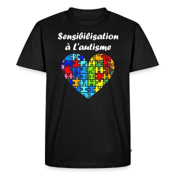sensibilisation a l'autisme autiste - T-shirt Premium bio Homme - noir - Devant - Nico (187cm)