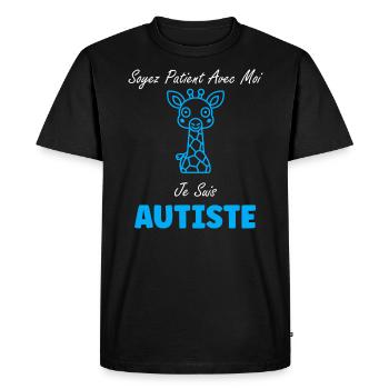 sensibilisation à l'autisme autiste - T-shirt Premium bio Homme - noir - Devant - Nico (187cm)