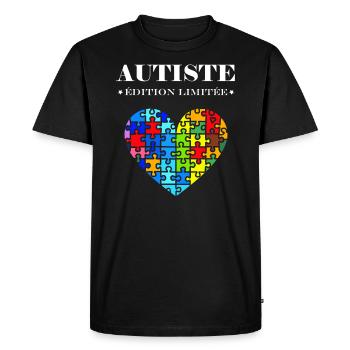 sensibilisation a l'autisme autiste - T-shirt Premium bio Homme - noir - Devant - Nico (187cm)