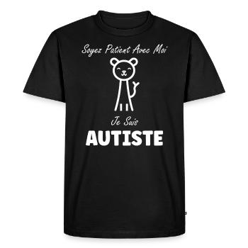 sensibilisation a l'autisme autiste - T-shirt Premium bio Homme - noir - Devant - Nico (187cm)