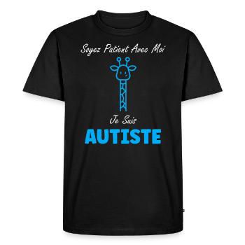 sensibilisation à l'autisme autiste - T-shirt Premium bio Homme - noir - Devant - Nico (187cm)