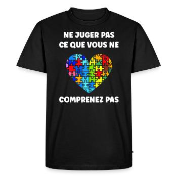 sensibilisation a l'autisme autiste - T-shirt Premium bio Homme - noir - Devant - Nico (187cm)