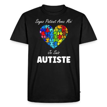 sensibilisation a l'autisme autiste - T-shirt Premium bio Homme - noir - Devant - Nico (187cm)