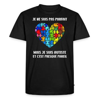 sensibilisation a l'autisme autiste - T-shirt Premium bio Homme - noir - Devant - Nico (187cm)