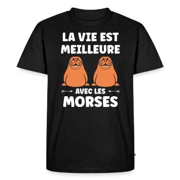 Animal humour Morse - T-shirt Premium bio Homme - noir - Devant - Nico (187cm)
