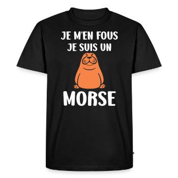 Animal humour Morse - T-shirt Premium bio Homme - noir - Devant - Nico (187cm)