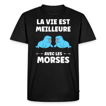 Animal humour Morse - T-shirt Premium bio Homme - noir - Devant - Nico (187cm)