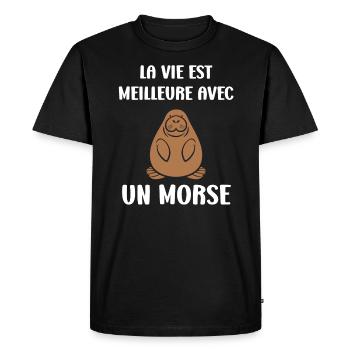 Animal humour Morse - T-shirt Premium bio Homme - noir - Devant - Nico (187cm)