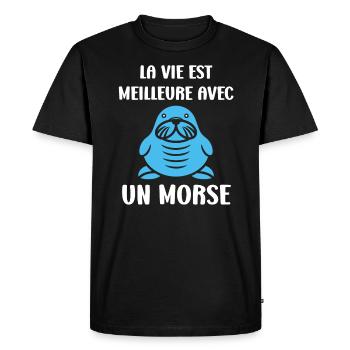 Animal humour Morse - T-shirt Premium bio Homme - noir - Devant - Nico (187cm)