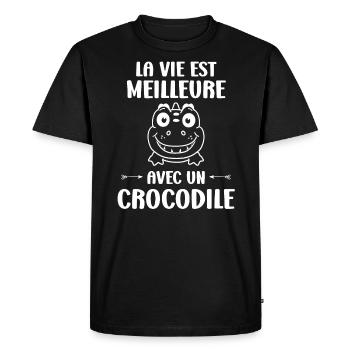 Humour Crocodile - T-shirt Premium bio Homme - noir - Devant - Nico (187cm)