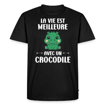 Humour Crocodile - T-shirt Premium bio Homme - noir - Devant - Nico (187cm)