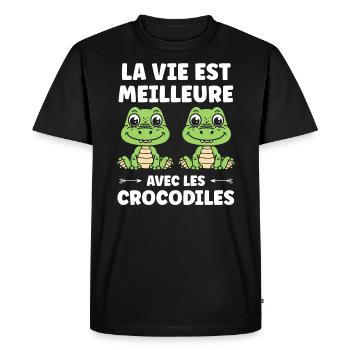 Humour Crocodile - T-shirt Premium bio Homme - noir - Devant - Nico (187cm)