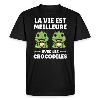 Humour Crocodile - T-shirt Premium bio Homme - noir - Devant - Nico (187cm)