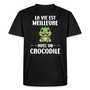 Humour Crocodile - T-shirt Premium bio Homme - noir - Devant - Nico (187cm)