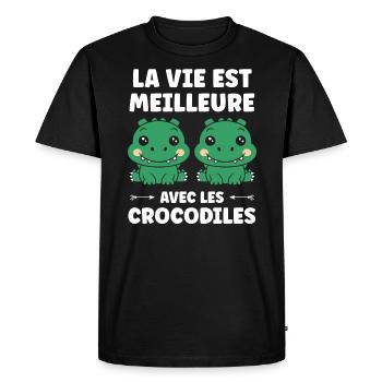 Humour Crocodile - T-shirt Premium bio Homme - noir - Devant - Nico (187cm)