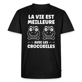 Humour Crocodile - T-shirt Premium bio Homme - noir - Devant - Nico (187cm)