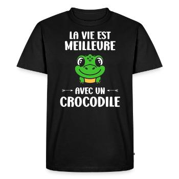 Humour Crocodile - T-shirt Premium bio Homme - noir - Devant - Nico (187cm)