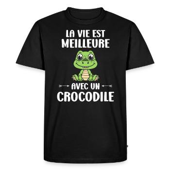 Humour Crocodile - T-shirt Premium bio Homme - noir - Devant - Nico (187cm)