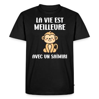 Singe Saïmiri - T-shirt Premium bio Homme - noir - Devant - Nico (187cm)