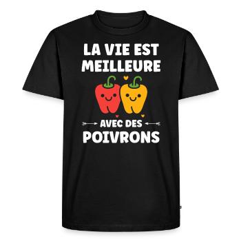 Humour poivron - T-shirt Premium bio Homme - noir - Devant - Nico (187cm)